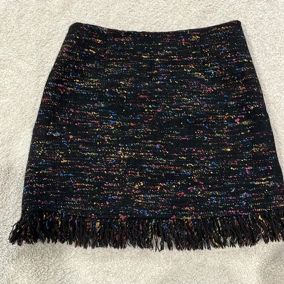 NEW GANNI WOOL A-LINE TWEED SKIRT in BLACK Size 38 / US 6